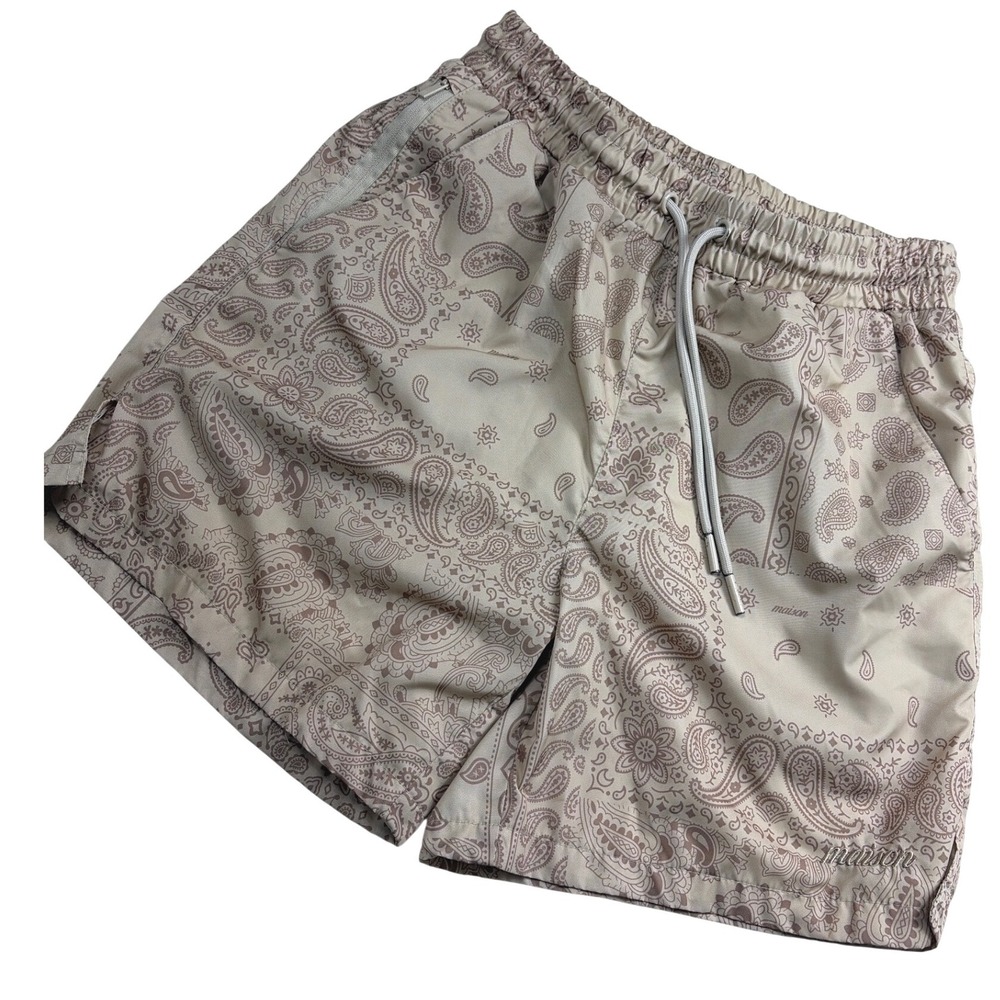 Maison‎ Article Tan Paisley Bandana Print Shorts Mens Small